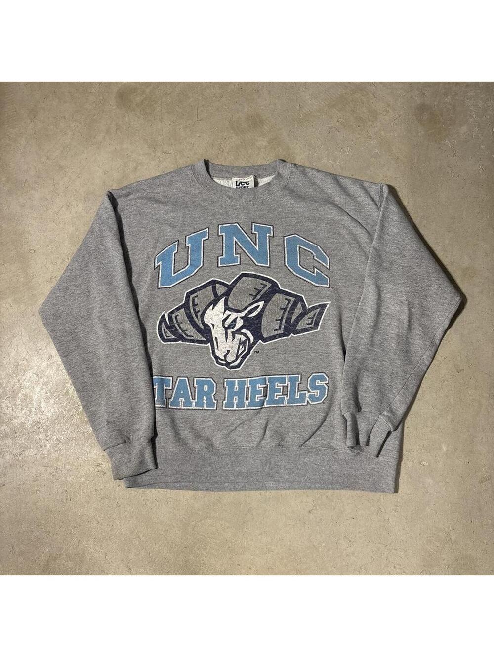 Vintage 90s UNC Tar Heels Ramses Sweatshirt Crewneck Made in USA Gray L